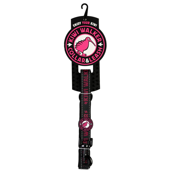 Kiwi Walker Pink Dog Leash 150cm – Durable Reflective Medium-Size Walking Lead