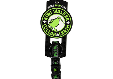 Kiwi Walker Dog Collar Green – Large Size with Safety Lock and Durable Buckle