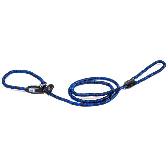 Kiwi Walker Rope Lead 150cm – Adjustable 2-in-1 Clamp Leash and Collar, Blue, Durable Design