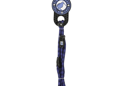 Kiwi Walker Rope Lead 150cm – Adjustable 2-in-1 Clamp Leash and Collar, Blue, Durable Design
