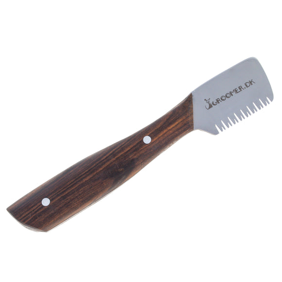 Groomer.dk Danish Classic Left-Handed Trimming Knife – Coarse Blade with Wooden Handle, Ergonomic Design