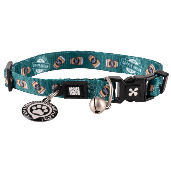 Max&Molly GOTCHA! Smart ID Cat Collar Coffee Break – Colorful Adjustable Collar with Smart Tag