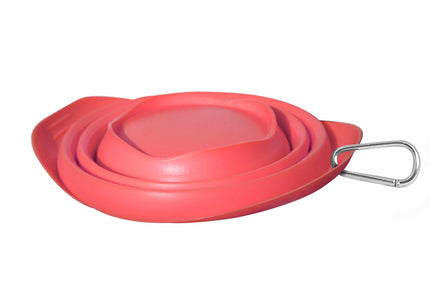 Kurgo Collaps Bowl 710ml – Collapsible BPA-Free Silicone Dog Bowl, Red, Travel Friendly