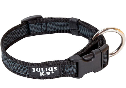 Julius K9 Color & Grey Collar 2cm – Durable Adjustable Dog Collar, Black Nylon
