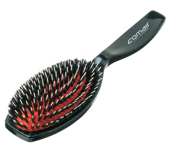 Comair Black Oval Grooming Brush 22cm – Large Plastic Body with Boar and Nylon Bristles