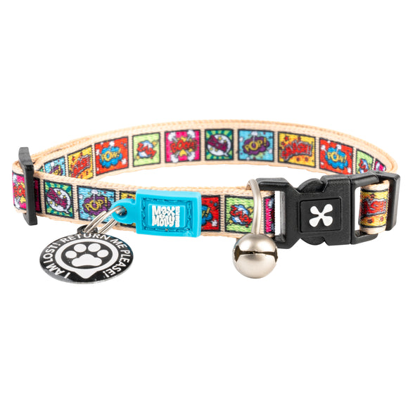 Max&Molly GOTCHA! Smart ID Cat Collar Comic – Colorful Adjustable Collar with Smart Tag Technology
