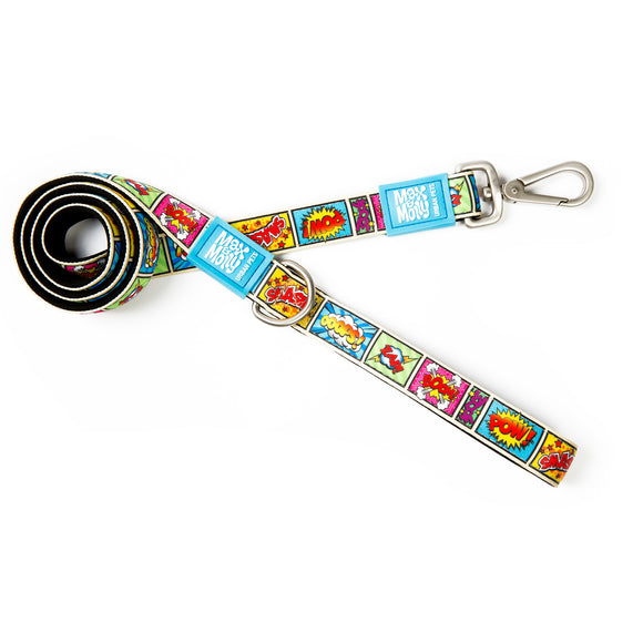 Max&Molly Comic Short Leash – Colorful Bomb Pattern, 120cm, Durable City Design