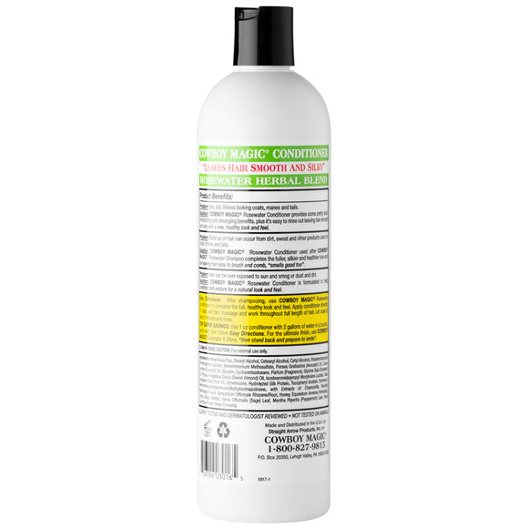 Cowboy Magic Rosewater Conditioner – Moisturizing Detangler with Silk Proteins, 473ml Bottle
