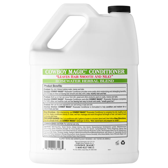 Cowboy Magic Rosewater Conditioner – Moisturizing Formula with Silk Proteins, 3.8L Salon Size