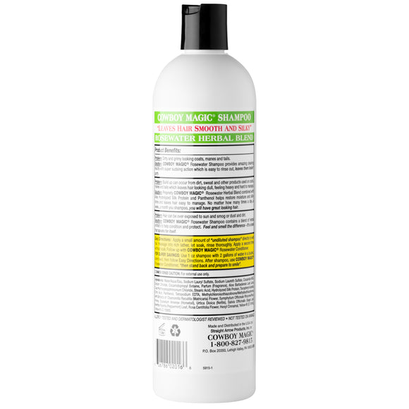Cowboy Magic Rosewater Shampoo – Gentle Universal Formula, 473ml, Cleans and Softens All Coat Types