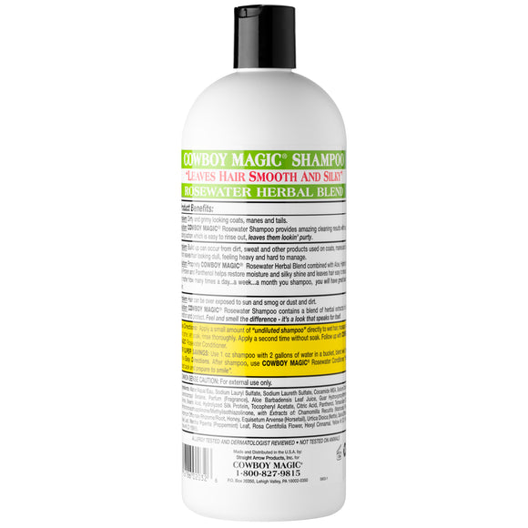 Cowboy Magic Rosewater Shampoo – Gentle Universal Cleanser, Moisturizing Formula, 946ml