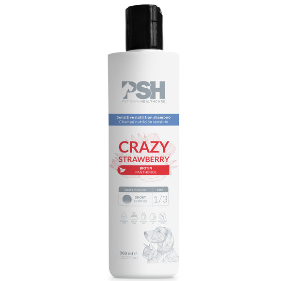 PSH Daily Beauty Short Strawberry Shampoo 300ml – Vegan Biotin Formula, Nourishing for Short Coats