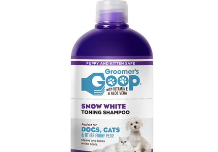 Groomer's Goop Snow White Shampoo – Brightening Formula for White Coats, 473ml Bottle