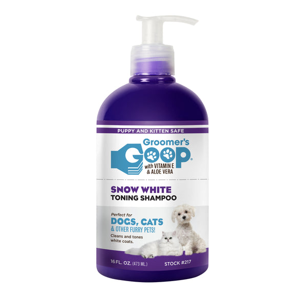 Groomer's Goop Snow White Shampoo – Brightening Formula for White Coats, 473ml Bottle