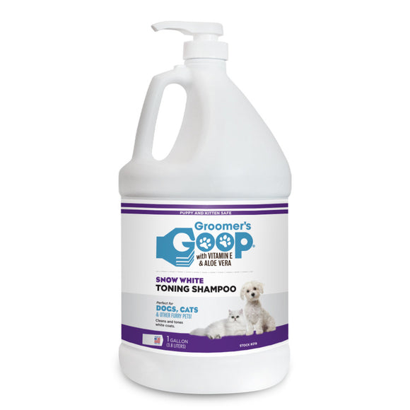 Groomer's Goop Snow White Shampoo – Brightening Formula for White Coats, 3.8L Large Bottle