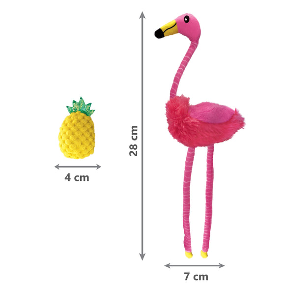 KONG Tropics Flamingo Cat Toy – 2-in-1 Rustling Flamingo and Pineapple with Catnip