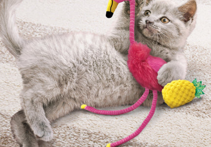 KONG Tropics Flamingo Cat Toy – 2-in-1 Rustling Flamingo and Pineapple with Catnip