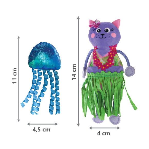 KONG Tropics Hula Cat Toy – 2-in-1 Cat and Jellyfish with Catnip and Rustling Sound