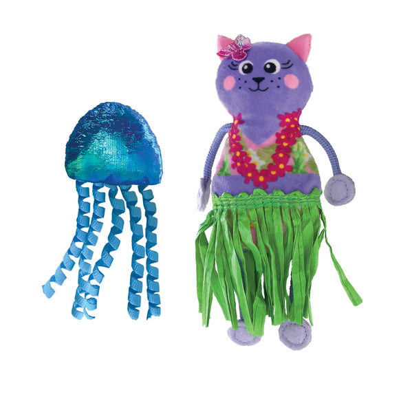 KONG Tropics Hula Cat Toy – 2-in-1 Cat and Jellyfish with Catnip and Rustling Sound