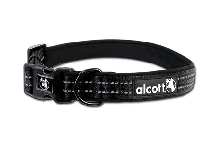 Alcott Adventure Reflective Collar Black – Medium Size, Durable and Adjustable Design