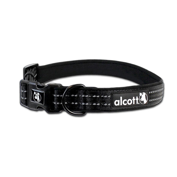 Alcott Adventure Reflective Collar Black – Medium Size, Durable and Adjustable Design