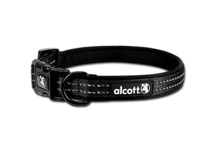 Alcott Adventure Reflective Collar Black – Medium Size, Durable and Adjustable Design