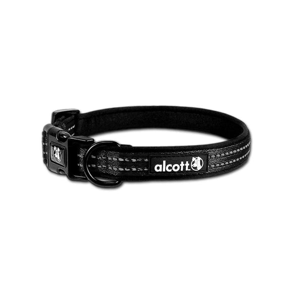 Alcott Adventure Reflective Collar Black – Medium Size, Durable and Adjustable Design