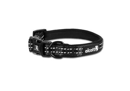 Alcott Adventure Reflective Collar Black – Medium Size, Durable and Adjustable Design