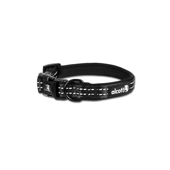 Alcott Adventure Reflective Collar Black – Medium Size, Durable and Adjustable Design