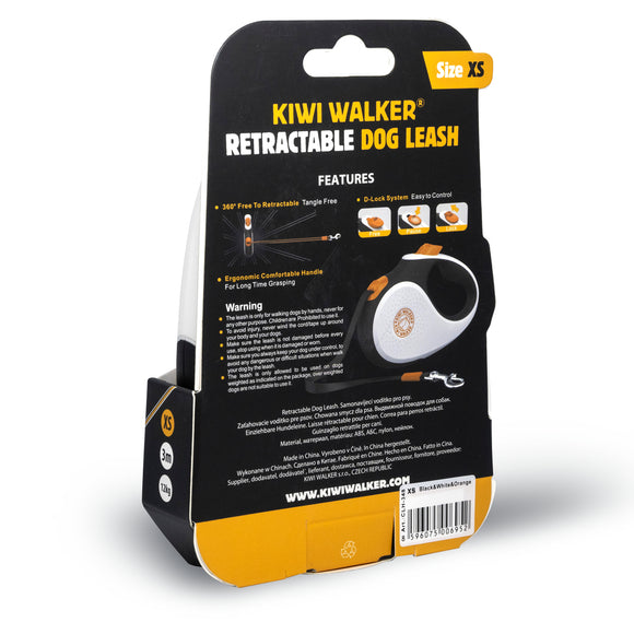 Kiwi Walker Retractable Dog Leash – Automatic 5m Tape, Medium Size, Black, Durable Design