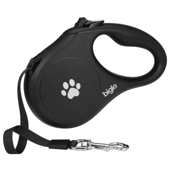 Biglo Standard Black Retractable Leash – Extra Small, Durable Tangle-Free Design