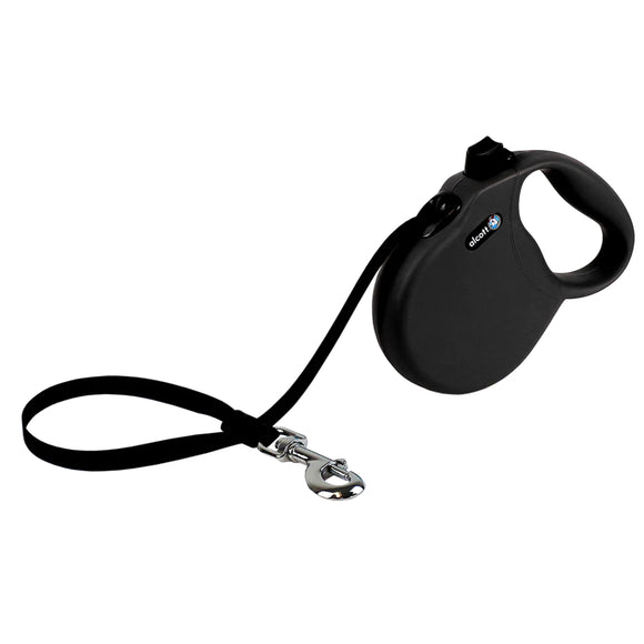 Alcott Wanderer Retractable Leash 5m Black – Compact Tangle-Free Design, Small Size