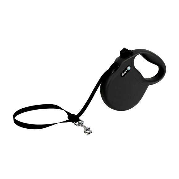 Alcott Wanderer Retractable Leash 5m Black – Compact Tangle-Free Design, Small Size