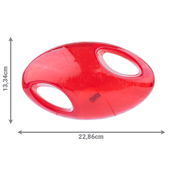 KONG Jumbler Football L/XL – Extra Large Red Ball Toy with Handles and Squeaker, Durable Design