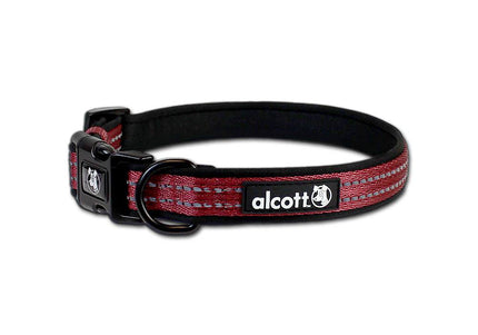 Alcott Adventure Collar Red – Reflective Adjustable Collar, Medium Size, Durable Design
