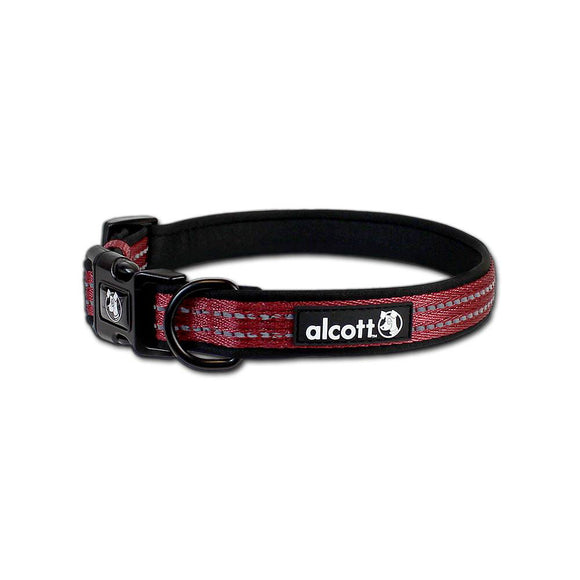 Alcott Adventure Collar Red – Reflective Adjustable Collar, Medium Size, Durable Design