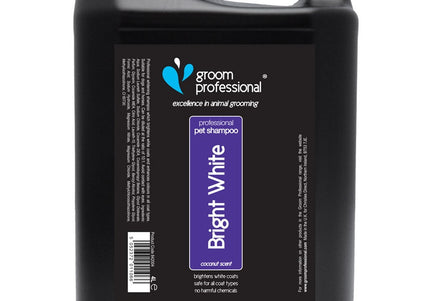 Groom Professional Bright White Shampoo – Concentrated Whitening Formula for Light Coats, 4L