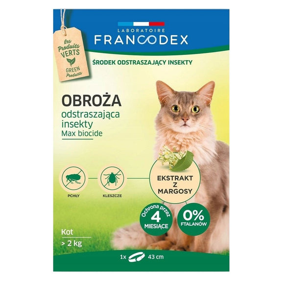 Francodex Repellent Collar – Adjustable Insect Protection for Cats Over 2kg, 43cm Length