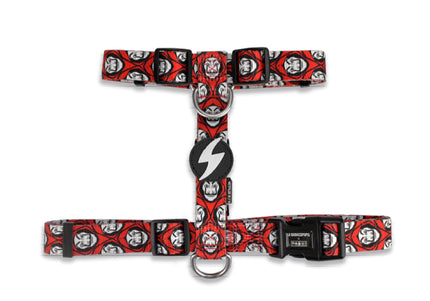 Dashi La Casa De Papel Mask Back Harness – Adjustable Guard Dog Harness, Red and Black, Medium