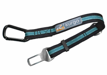 Kurgo Direct to Seatbelt Tether – Adjustable Blue Car Restraint, Secure Travel Safety Strap