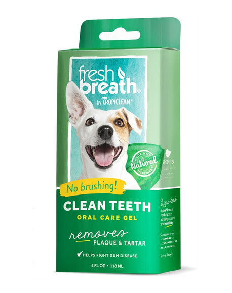 Tropiclean Fresh Breath Clean Teeth Gel – Oral Hygiene Formula, 118ml, Fast-Acting Minty Freshness