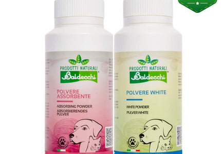 Baldecchi White Powder 100g and Absorbing Powder 90g Set – Stain-Removing Grooming Powders for Bright, Clean Coats