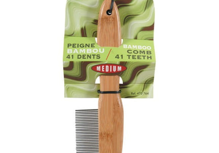 Zolux Bamboo Wooden Comb – Rotating 41 Teeth, Medium Size, Gentle Detangling