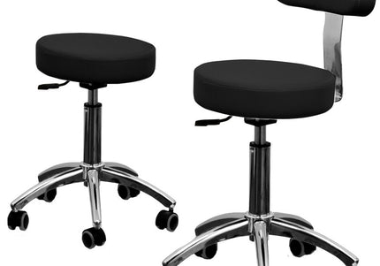 Gabbiano AM 304 Grooming Chair – Adjustable Black Stool with Backrest, Ergonomic Design