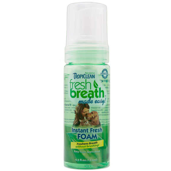 Tropiclean Fresh Breath Instant Foam 133ml – Fast-Acting Oral Hygiene Foam, Mint Scent