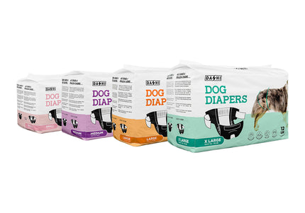 Dashi Dog Diapers Black Large – Comfortable Leak-Proof Disposable Pampers, 12 Pack