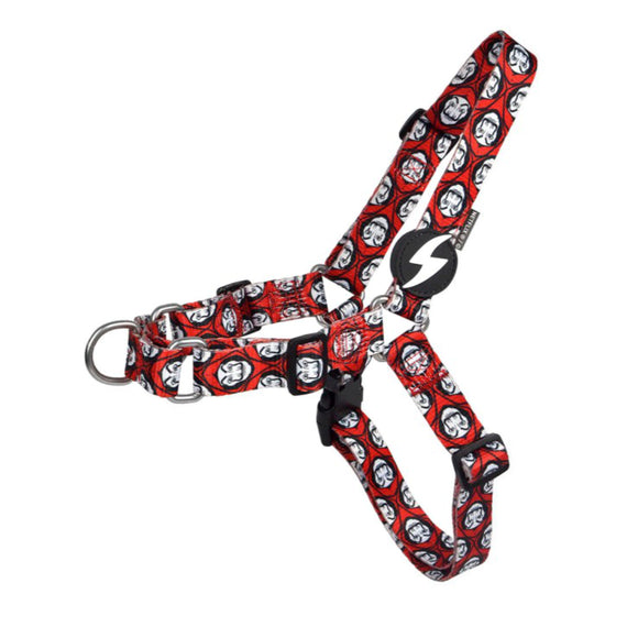 Dashi La Casa De Papel Mask Front Harness – Norwegian Style, Red and Black, Large, Themed Design