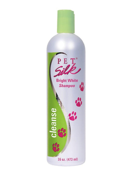 Pet Silk Bright White Shampoo – Concentrated Brightening Formula for White and Light Coats, 473ml