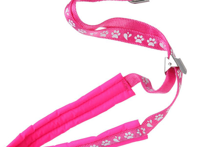Groom Professional Audie Nylon Grooming Leash – Lined, Pink Paw Print, 42cm Durable Design