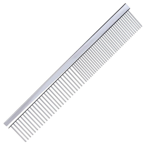 Groom Professional Metal Grooming Comb 19cm – Mixed Tooth Spacing, Versatile Styling Tool